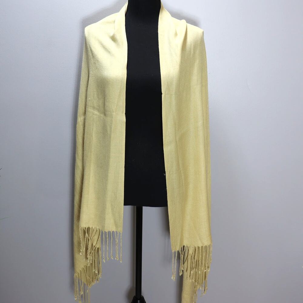 Pashmina‎ 100% Cashmere Beige Fringe Wrap Scarf Shawl